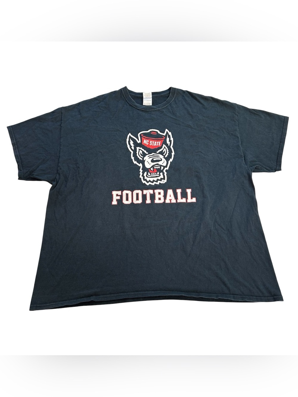 NC State Football Men’s Tuffy Big Logo T-Shirt Black NCAA Cotton Gildan size 3XL